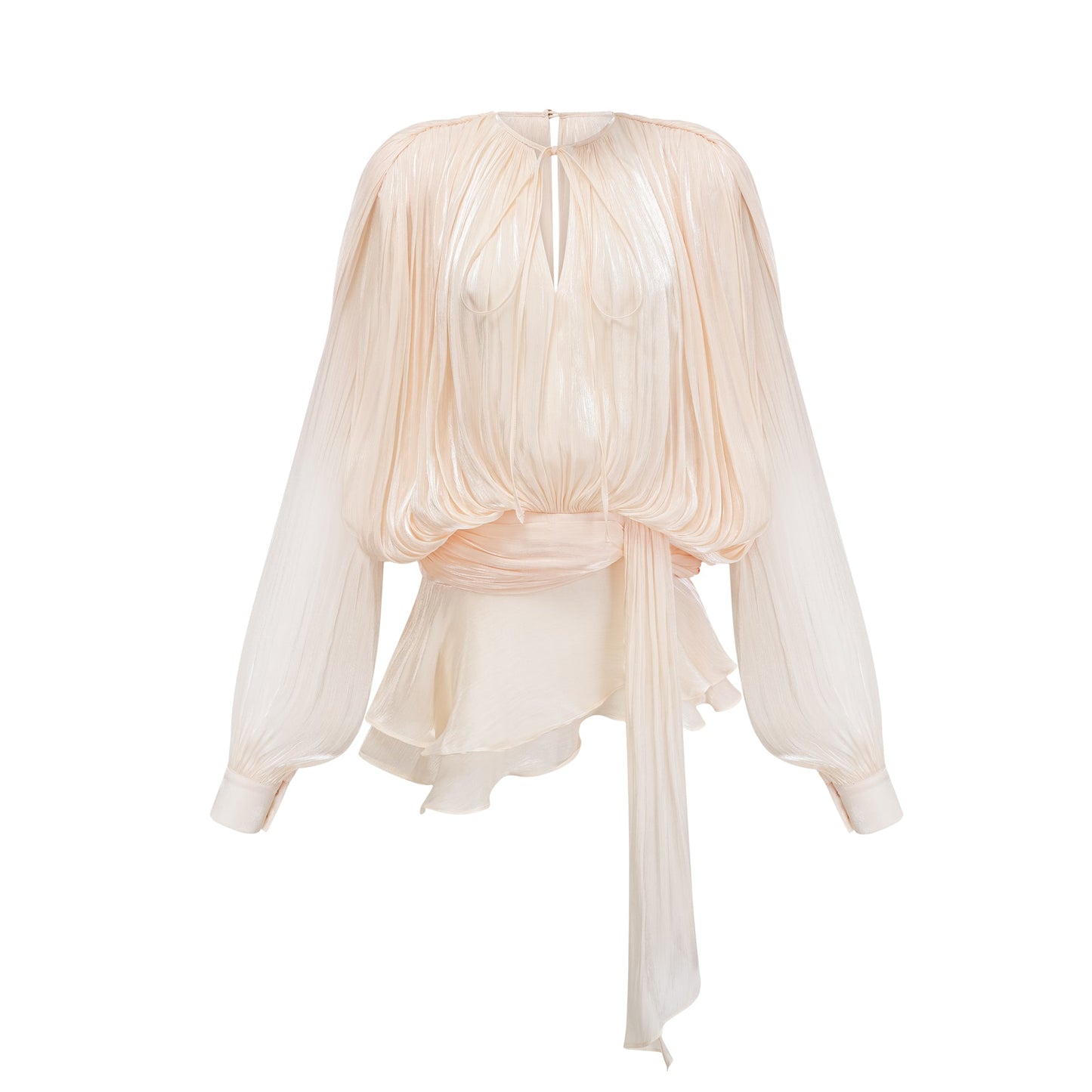 Print Eugénie Neutral Fully Pleated Ruffled Mini Dress